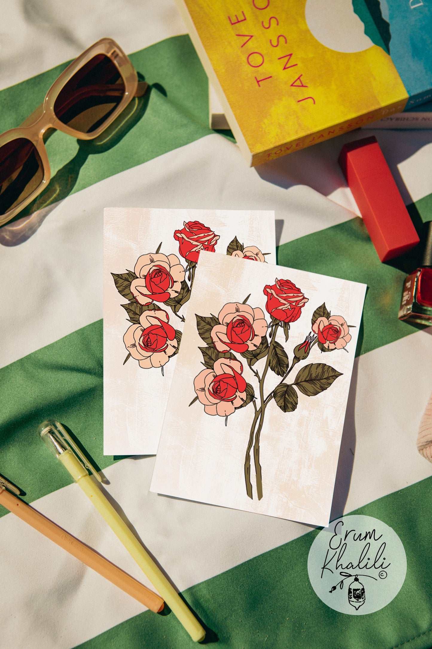 Roses Card – Elegant Floral Illustration Blank Inside