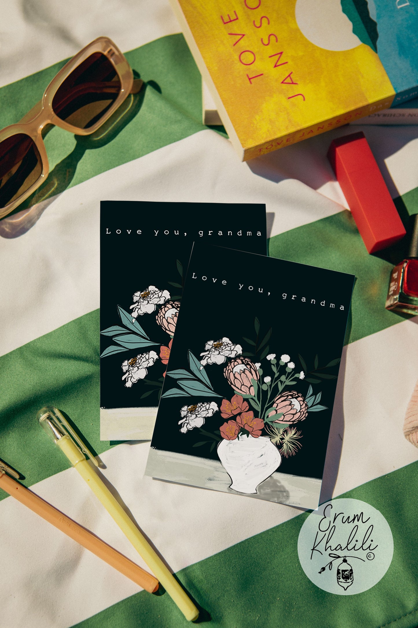 Love You Grandma | Floral Vase Greeting Card | A2 Blank Card