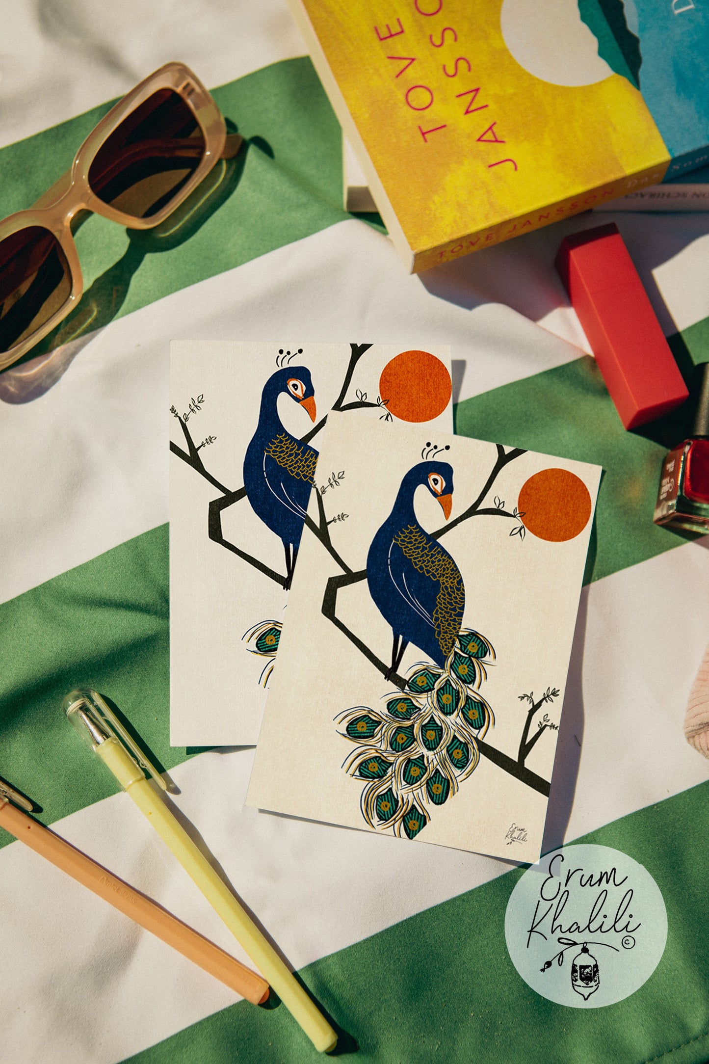 Peacock Card – Bold Folk-Inspired Illustration