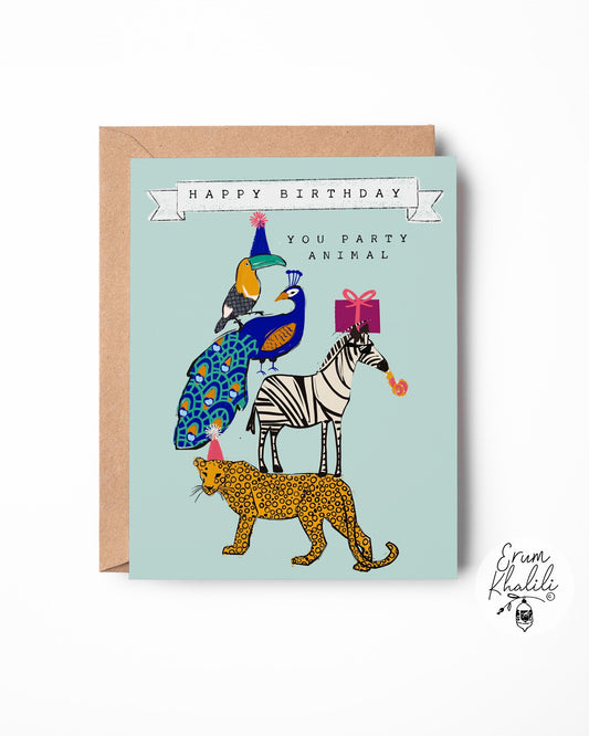 Happy Birthday You Party Animal Card – Fun Animal Party Them