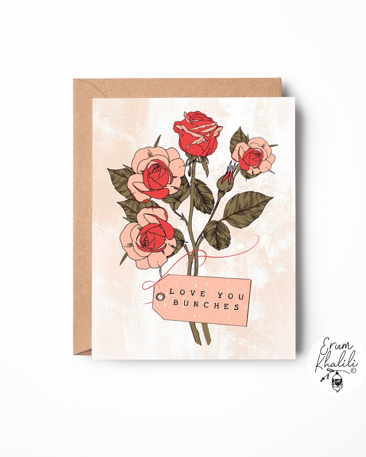 Love You Bunches Card – Roses, Mother’s Day, Wife, Floral