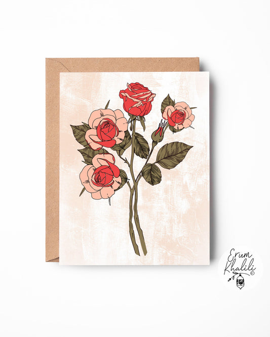 Roses Card – Elegant Floral Illustration Blank Inside