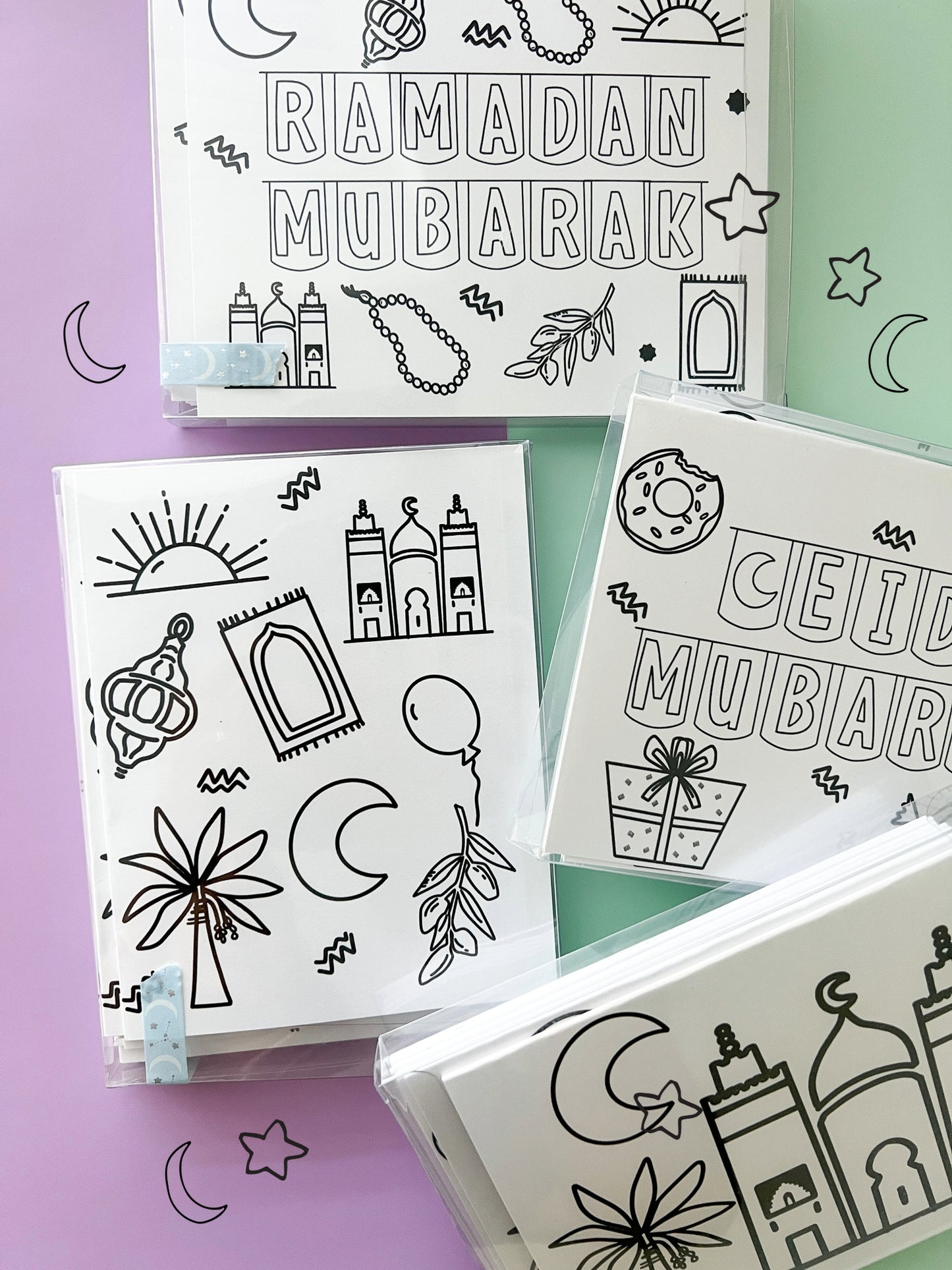 Set of 8 - Ramadan and Eid Coloring Cards