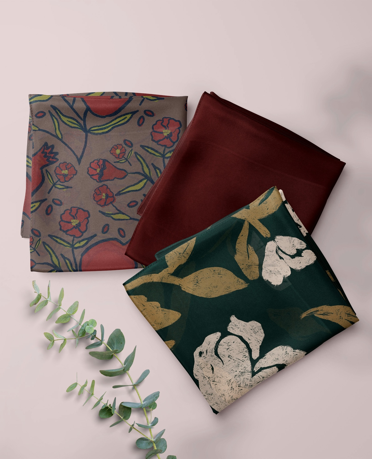 Pomegranate Garden Bundle — 2 Printed Hijabs + 1 Premium Modal (Save 16%)