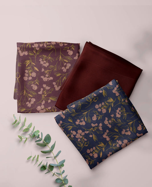 Flower Field Bundle — 2 Printed Hijabs + 1 Premium Modal (Save 16%)