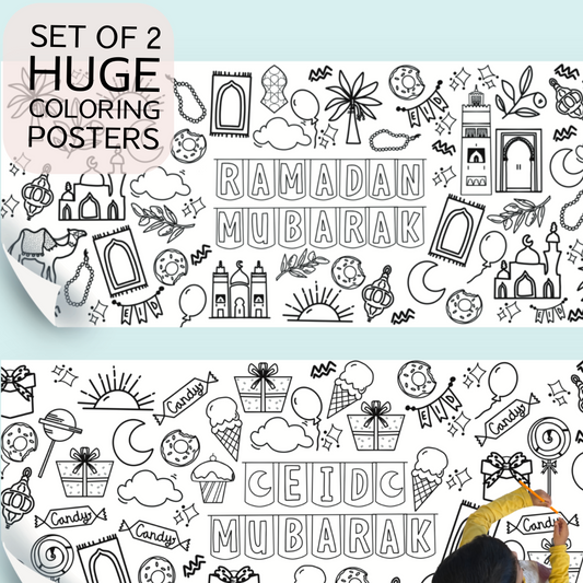 Set of Two - Huge Ramadan Coloring Poster + Huge Eid Coloring Poster