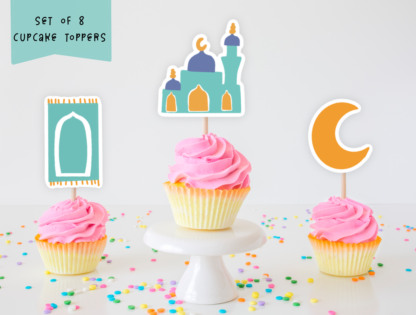 Set of 8 Ramadan and Eid Cupcake Toppers
