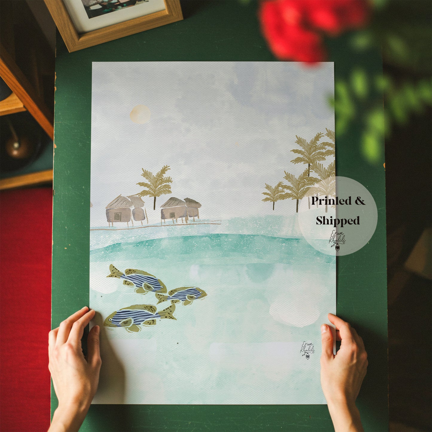 Maldives - Original Watercolor Art Print by Erum Khalili