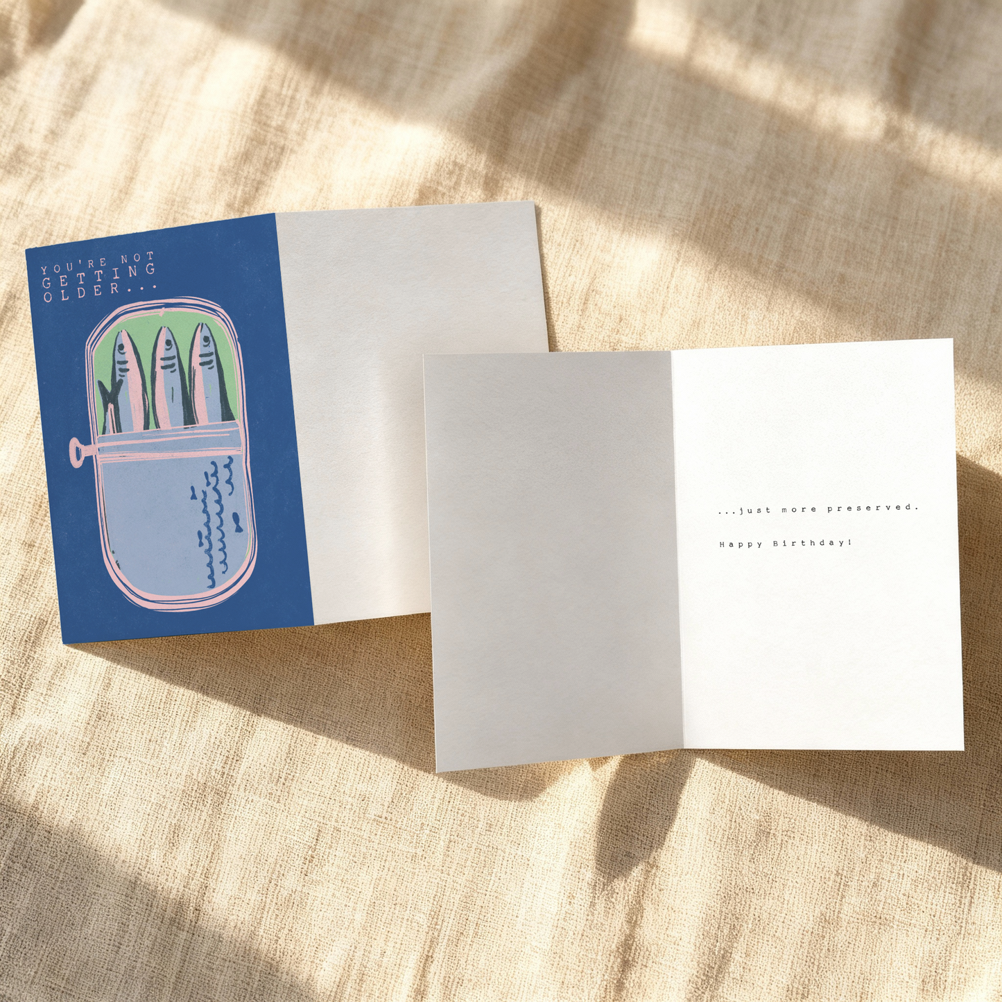 Sardines Funny Birthday Card – Quirky Illustrated Greeting – A2