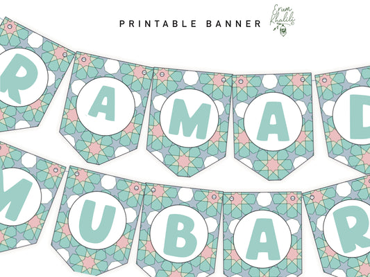 Printable - Ramadan and Eid Dual Purpose Banner - Pastel Geo Print