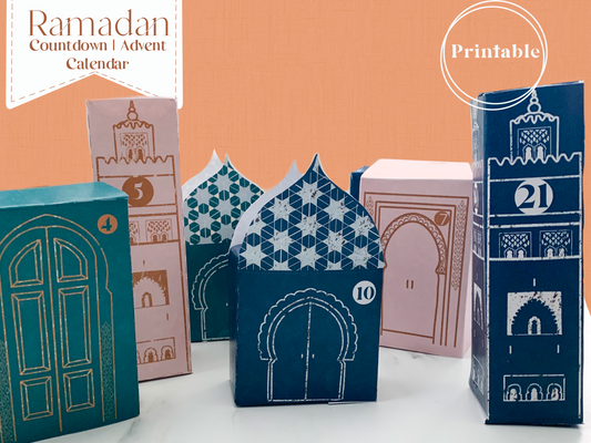 Printable Ramadan Village Advent Calendar | Ramadan Countdown Calendar Boxes | Islamic Architecture