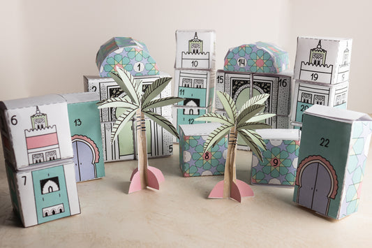 Printable Ramadan Countdown Village - Pastel Series